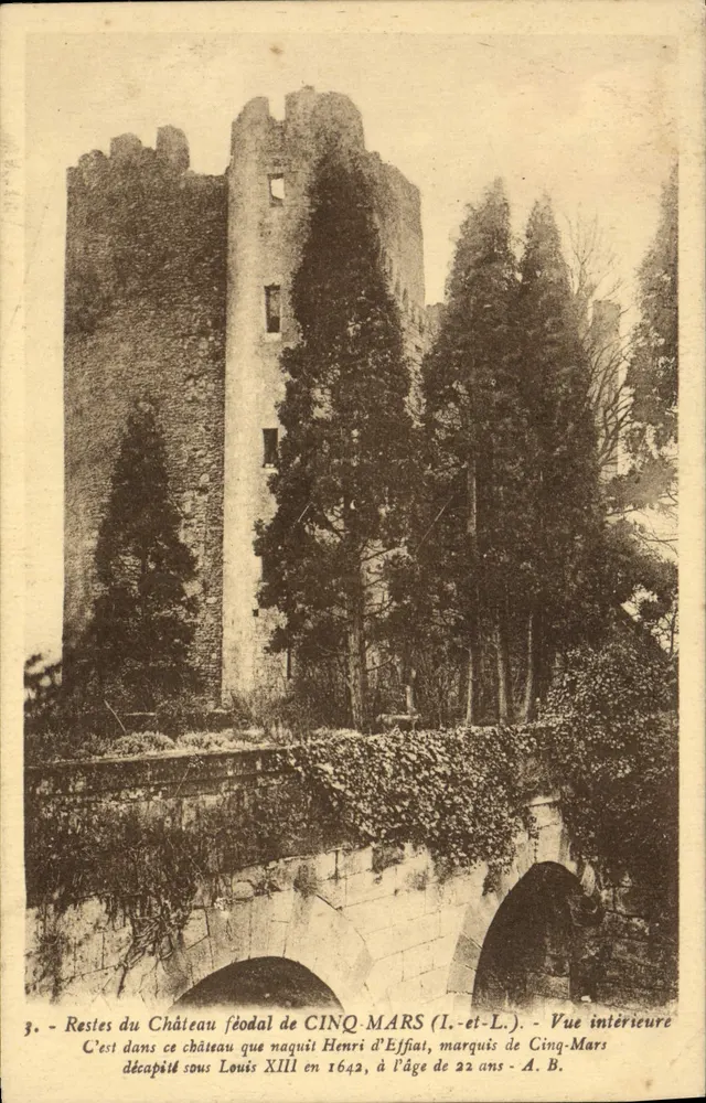 Restos do Castelo feudal de CINQ-MARS (I.-et-L.) — Vista interna — A. Boucher, editor 2, Rue Condorcet, Tours - Frente