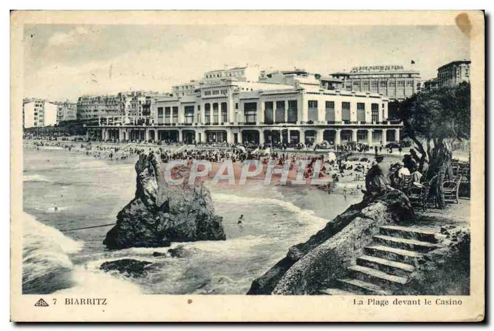 Biarritz — A Praia diante do Casino — C° dos Artes Fotográficas - Frente