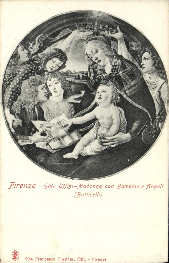 Florenz - Galerie Uffizi - Madonna mit Kind und Engeln (Botticelli) — 904 Francesco Pinesdar, Verlag - Florenz - Vorderseite