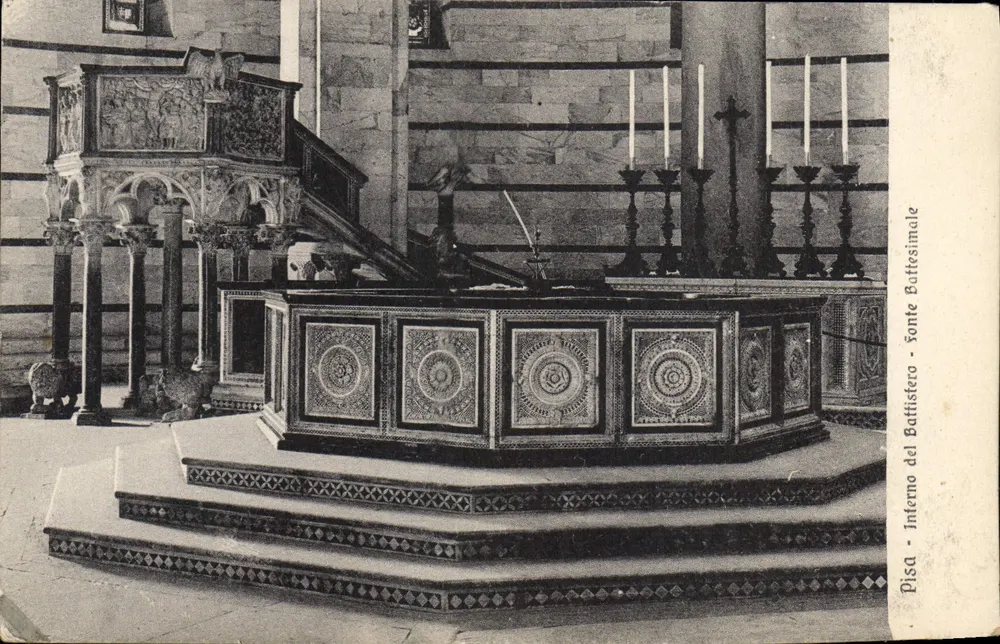 Innenansicht des Baptisteriums — Pisa — Verlag G. Borsanti e figli - Vorderseite