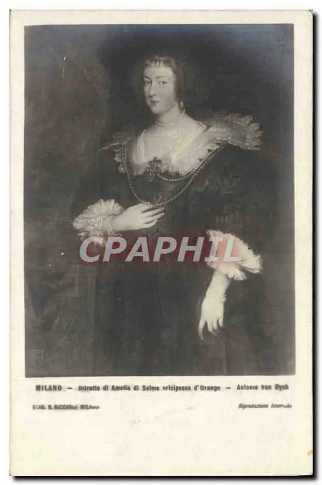 Porträt von Amélie de Solms-Braunfels d'Orange — historische Reproduktion — Verleger S.T.A.B. Riccardi, Mailand - Vorderseite