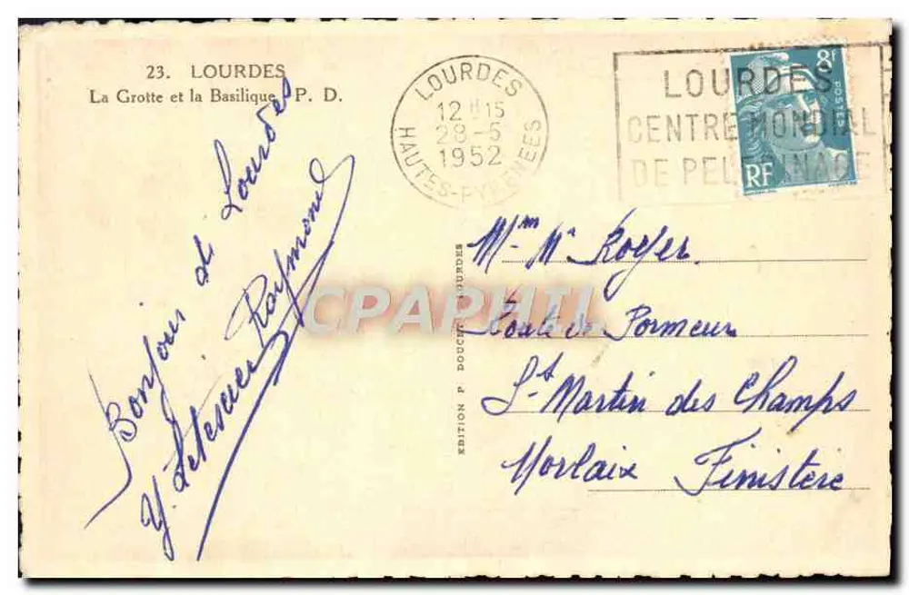 Lourdes — La Gruta y la Basílica — Edición P. Doucet, Lourdes - Reverso