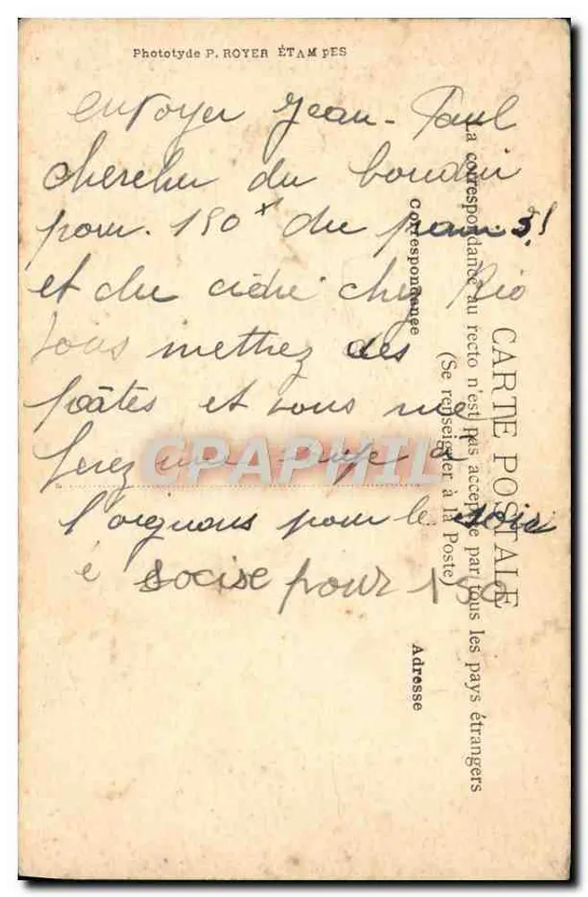 Castelo de La Malmaison — A Capela — (S & O) Fototipo P. Royer Étam PES - Verso