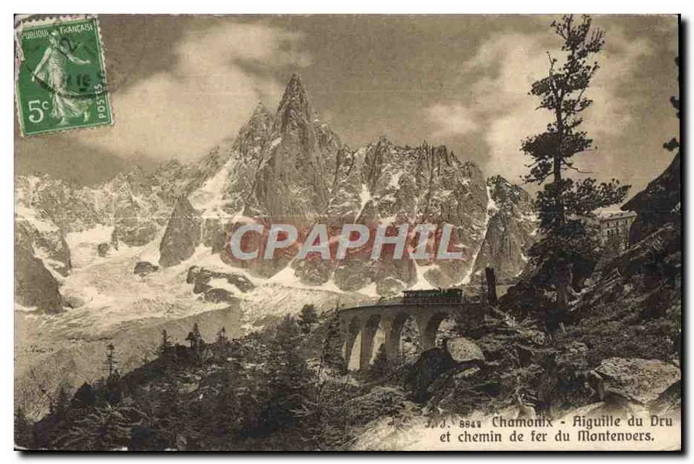 Chamonix - Aiguille du Dru und Montenvers-Bahn — J.J. 8849 - Vorderseite