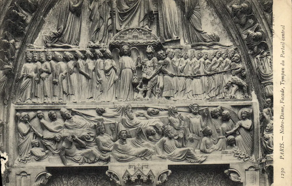 Zentraler Portal — Fassade der Kathedrale Notre-Dame — Paris — Verleger WD. Léon, Nr. 1239 - Vorderseite