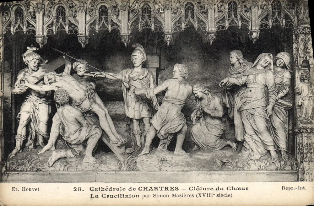 Kathedrale von Chartres — Chorfenster — Die Kreuzigung von Simon Mazières (18. Jahrhundert) - Vorderseite