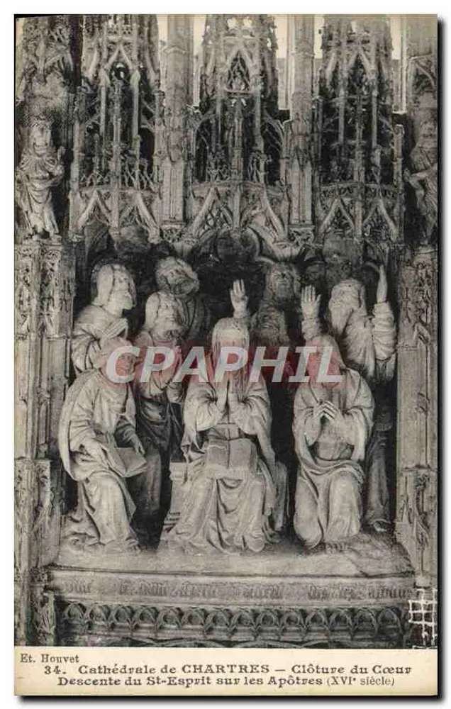 Kathedrale von Chartres — Schließung des Herzens, Herabkunft des Heiligen Geistes über die Apostel — Et. Houvet - Vorderseite