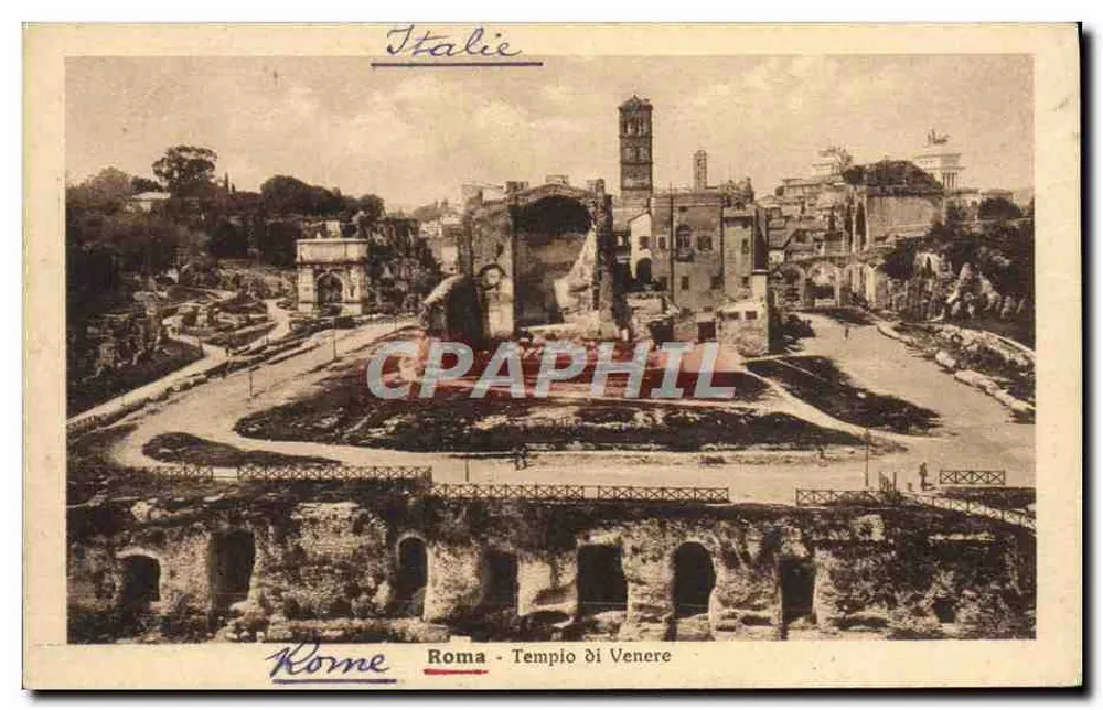 Roma - Templo de Vênus — vista das ruínas romanas — editor desconhecido, número de série não visível - Frente