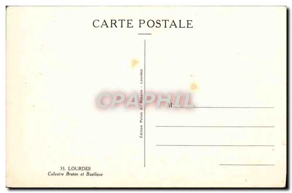 Lourdes — Calvaire e Basílica — Edição Calvaire Breton e Basílica - Verso