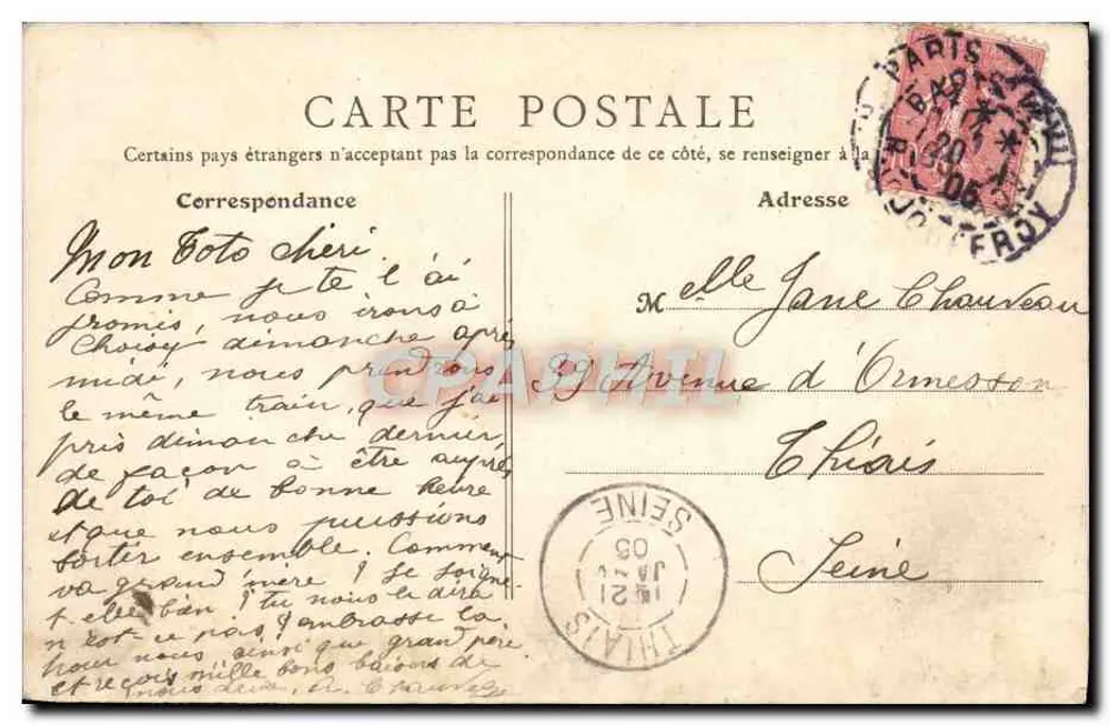 Paris — O Ópera — E.R., Paris, n°165 - Verso