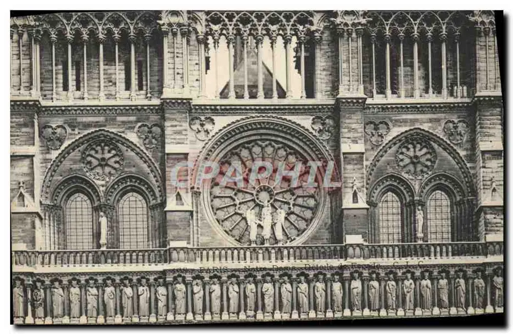 Catedral de Notre-Dame de Paris — fachada e roseira — G.T.C. Paris - Frente