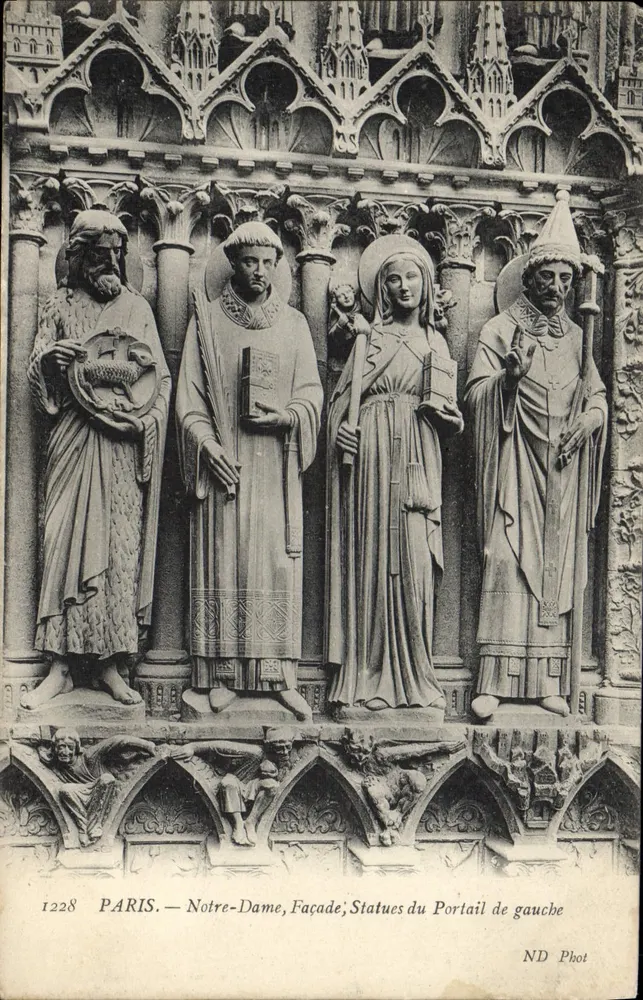 Paris — Notre-Dame, Fassade, Statuen des linken Portals — ND Phot, Nr. 1228 - Vorderseite