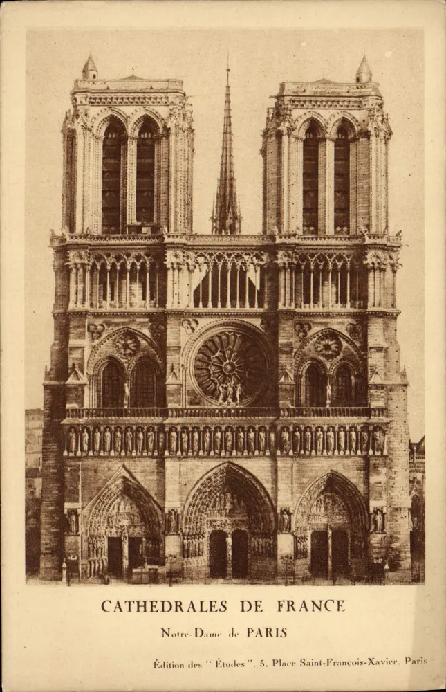 Nossa Senhora de Paris — Catedrais da França — Edição das "Études", 5, Praça Saint-François-Xavier, Paris - Frente