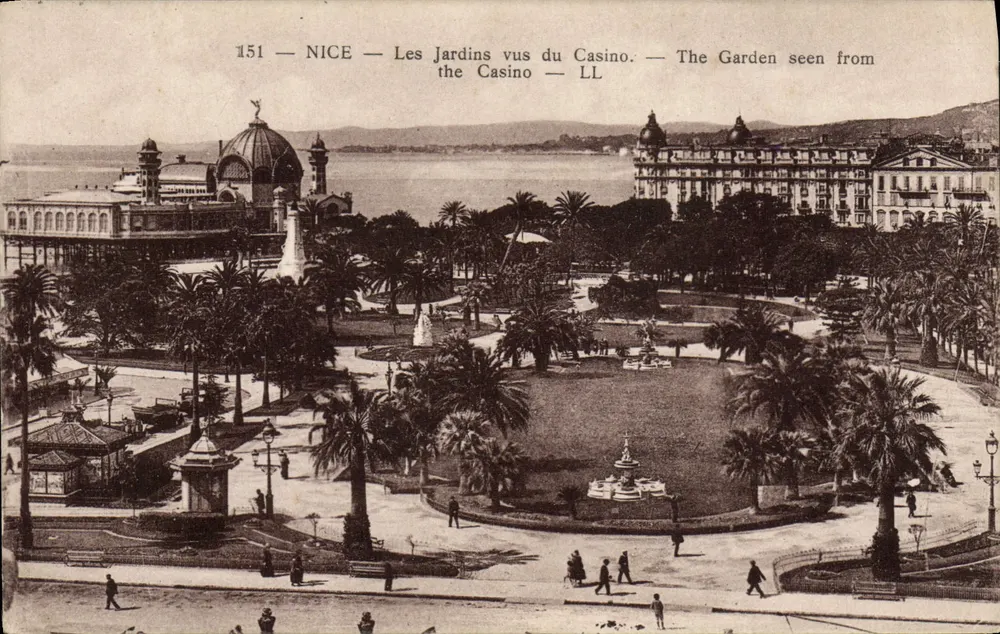 Nice — Os Jardins vistos do Casino — LL — 151 - Frente