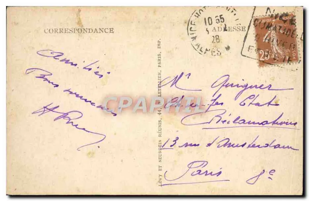 Nice — Os Jardins vistos do Casino — LL — 151 - Verso