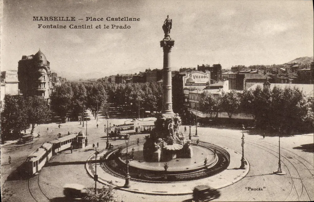 Marseille — Place Castellane — Fontaine Cantini und der Prado — Phocca - Vorderseite
