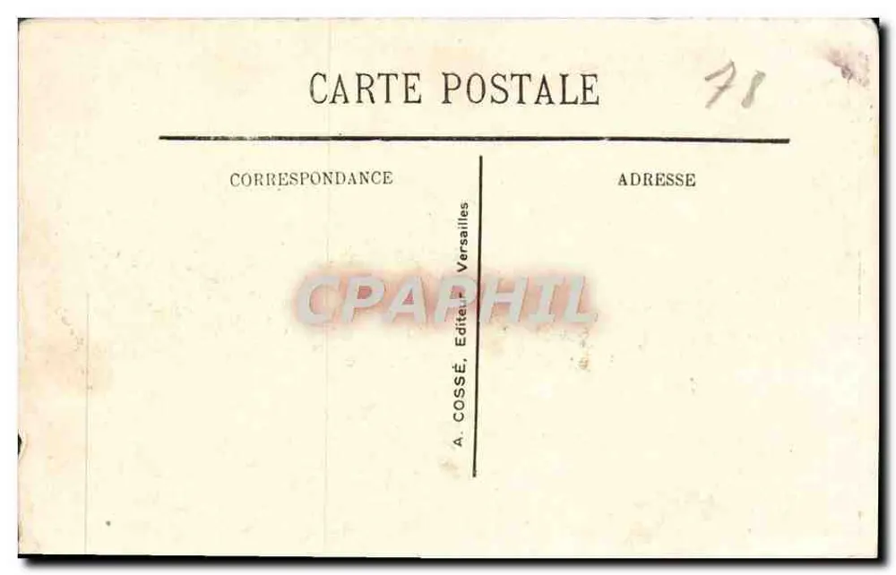 Versailles - Facha do Castelo — A. COSSE, Editor Versailles - Verso