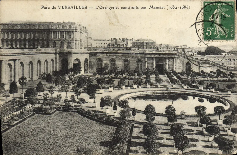 Parque de VERSAILLES — A Orangerie, construída por Mansart (1684-1686) — Mme Moreau, Édit. - Versailles - Frente