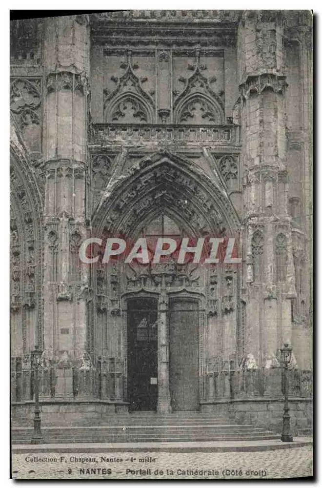 NANTES — Portal der Kathedrale (Rechte Seite) — Collection F. Chapeau, Nantes, 4. Ausgabe - Vorderseite