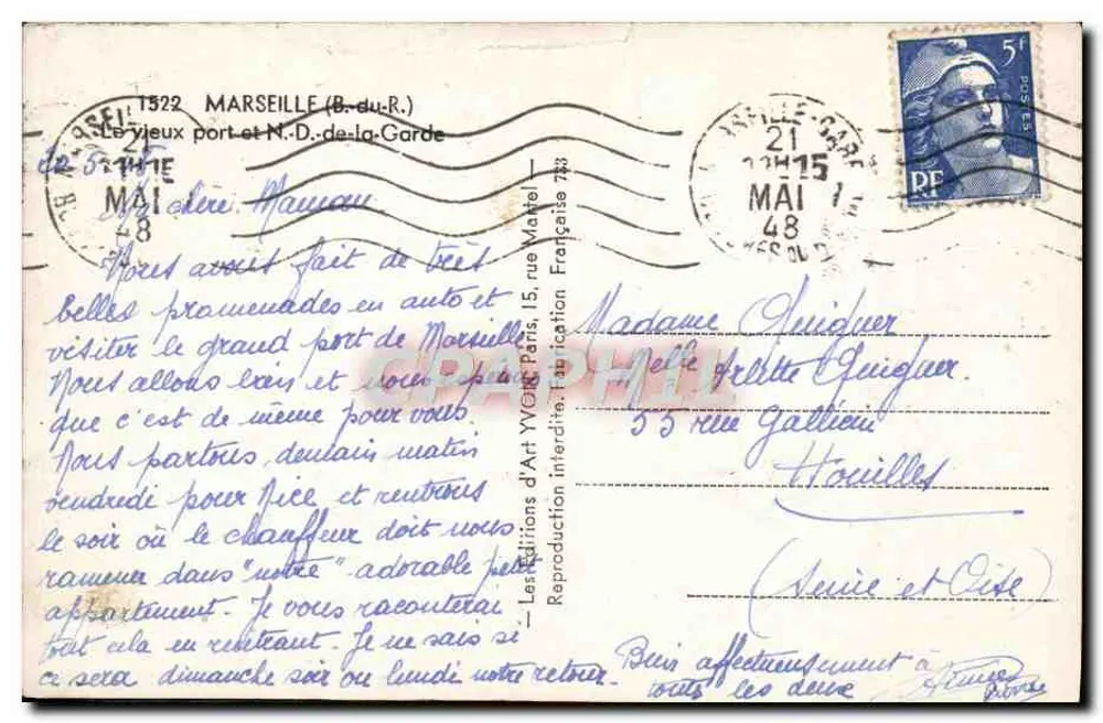 Der alte Hafen und Notre-Dame de la Garde — Marseille — Les éditions d'Art Yvon, Serie und Stadt - Rückseite