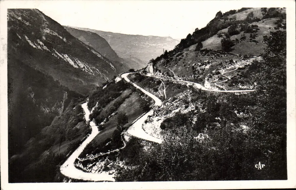 Route von St-Claude nach Genf — Die Kurven — Antike Ansichtskarte (Nr. 49) - Vorderseite