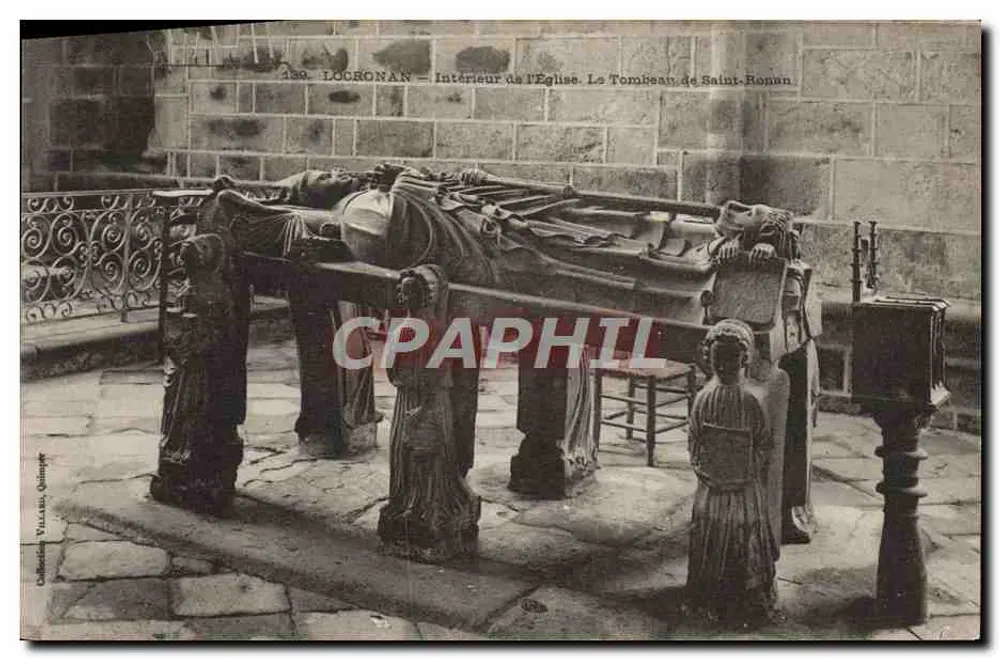 Locronan — Innenansicht der Kirche. Das Grab des heiligen Roman — Sammlung Villars, Quimper - Vorderseite