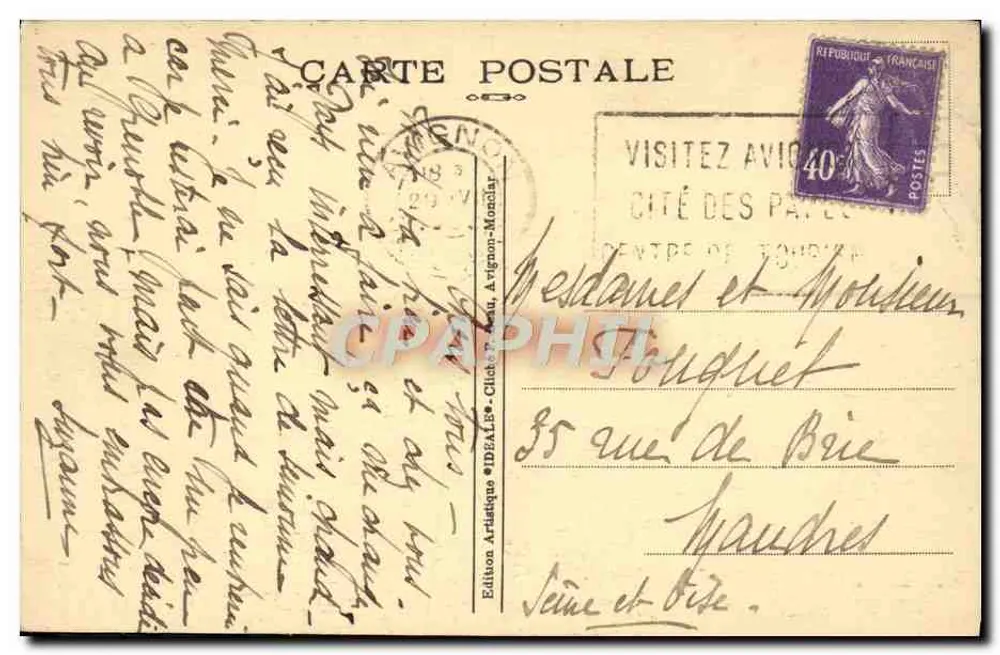 Avignon — Palácio dos Papas — Fachada principal — Editor IDEALE M.P.B. - Verso
