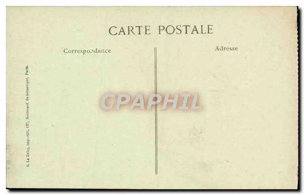 Paris — Gare du Nord und Boulevard Denain — Verlag R. La Dely, gedruckt von Dely, Boulevard de Sébastopol, Paris - Rückseite