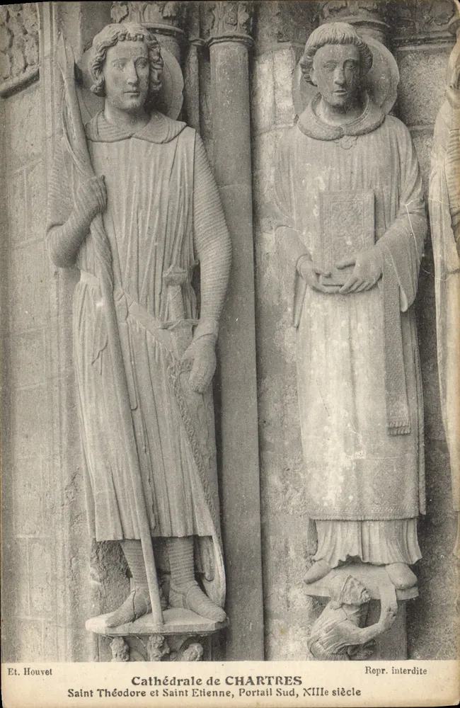 Saint Théodore und Saint Étienne — Kathedrale von Chartres, Südtor, 13. Jahrhundert — Et. Houvet - Vorderseite