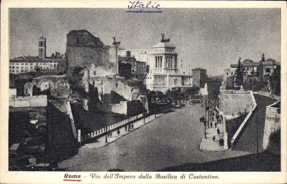 Rom - Via dell'Impero von der Basilika von Konstantin — A. Seruchi - Milano - Rom - Vorderseite