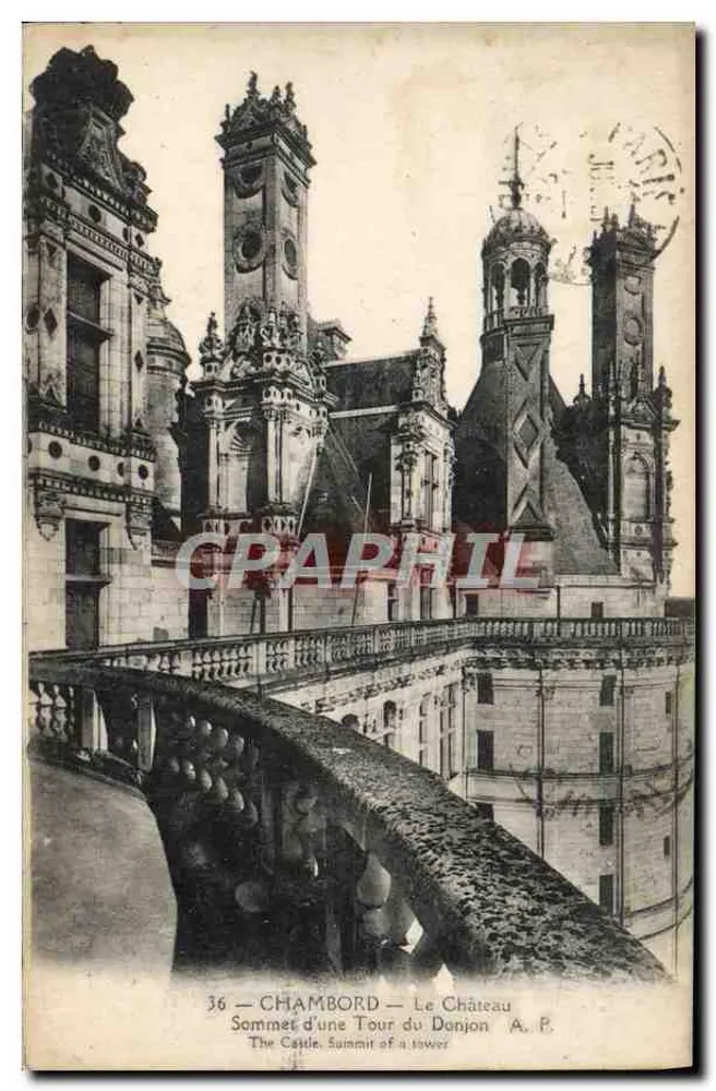 Chambord — Das Schloss — Gipfel einer Turm des Wohnturms — A.P. n°36 - Vorderseite
