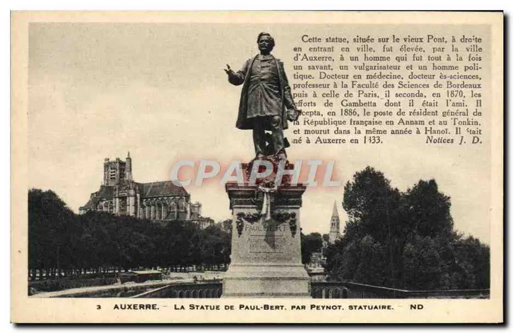 AUXERRE — DIE STATUE VON PAUL-BERT. VON PEYNOT. SCULPTOR. ND - Vorderseite