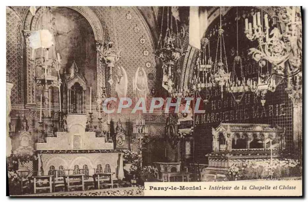 Parsay-le-Monial — Innenansicht der Kapelle und Reliquiare — Verlag Vve Drago, Nr. 312 - Vorderseite