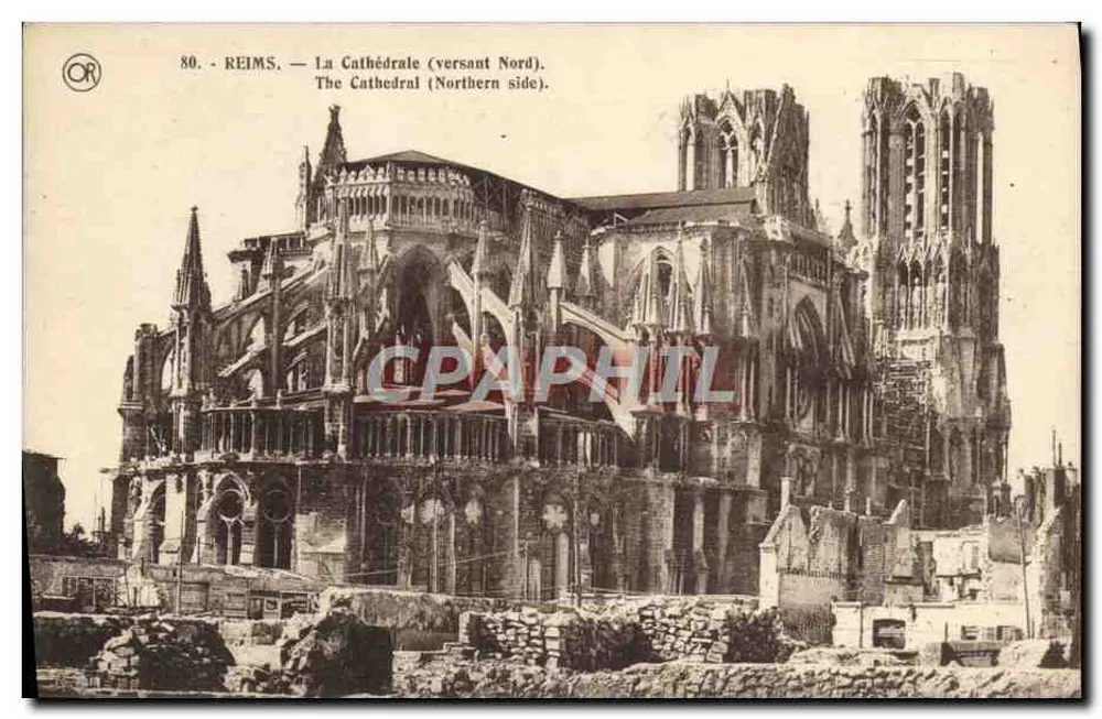 Reims — A Catedral (versante Norte) — OR - Frente