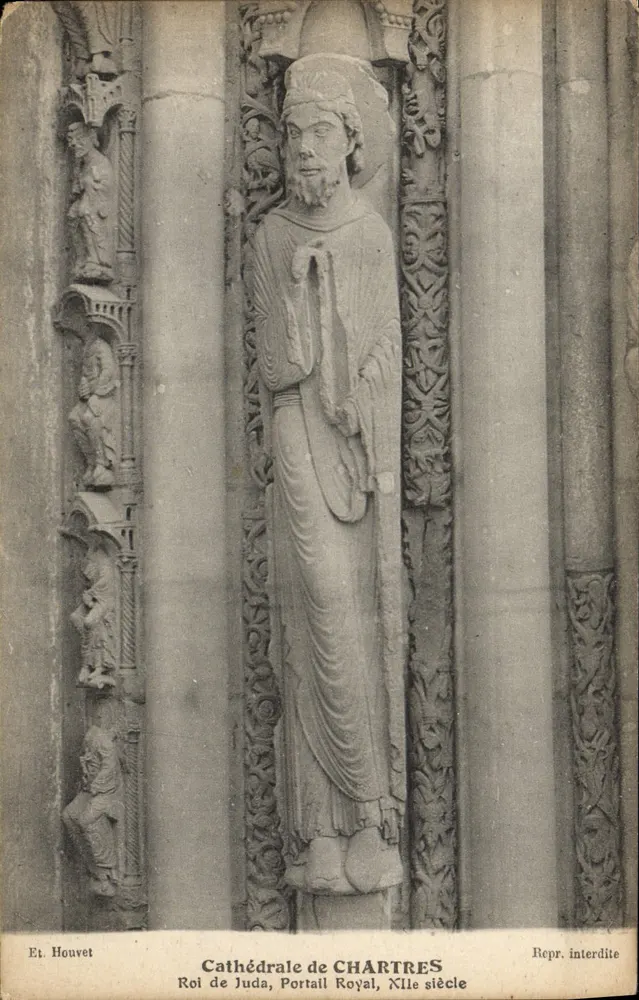 Statue des Königs von Juda — Kathedrale von Chartres — Verleger Houvet - Vorderseite