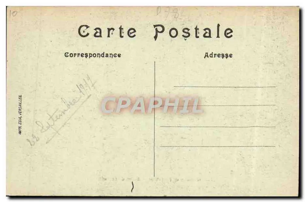 Castillo de Versalles — Salón de la Paz — Editor E. Verschaller, n° 244 - Reverso