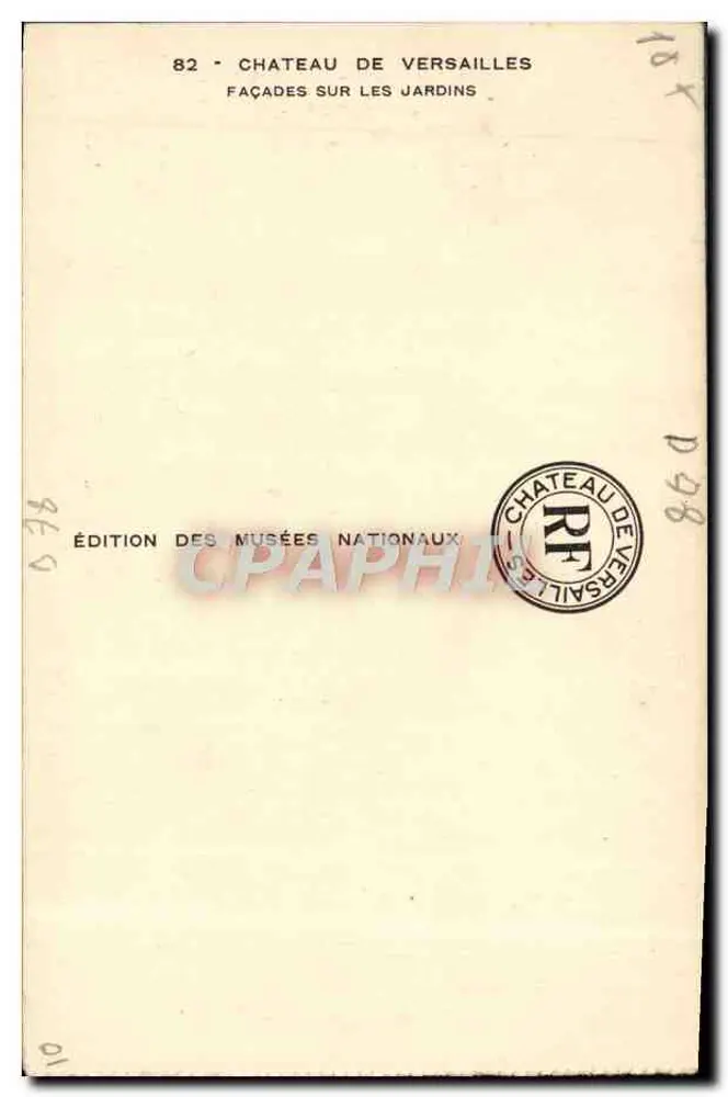 Schloss Versailles — Fassaden zum Garten — Édition des Musées Nationaux n°82 - Rückseite