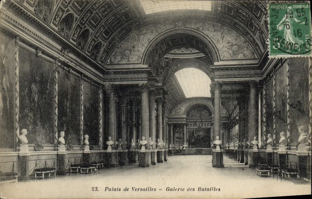 Palácio de Versalhes — Galeria das Batalhas — Editor: M. Léon Versailles, n°23 - Frente