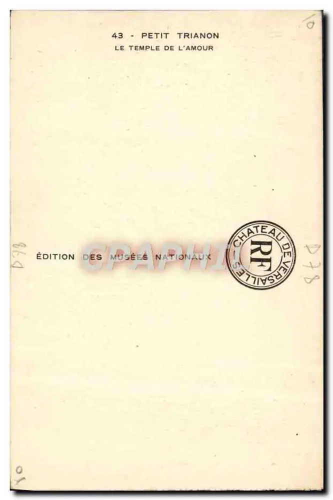Pequeño Trianón — El Templo del Amor — Edición de los Museos Nacionales - Reverso