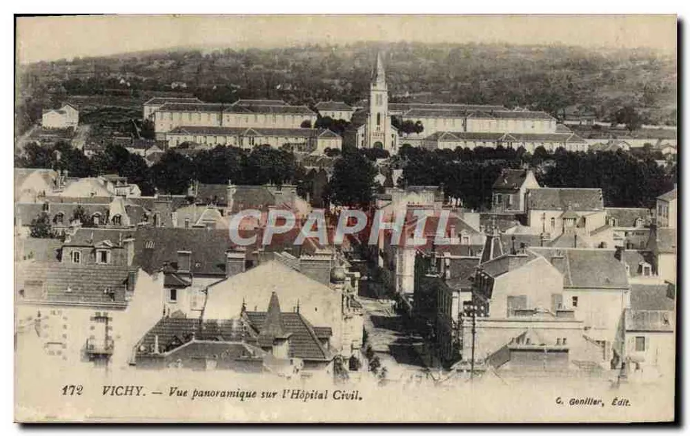 Vichy — Panoramablick auf das Zivilianspital — G. Genillier, Verlag - Vorderseite