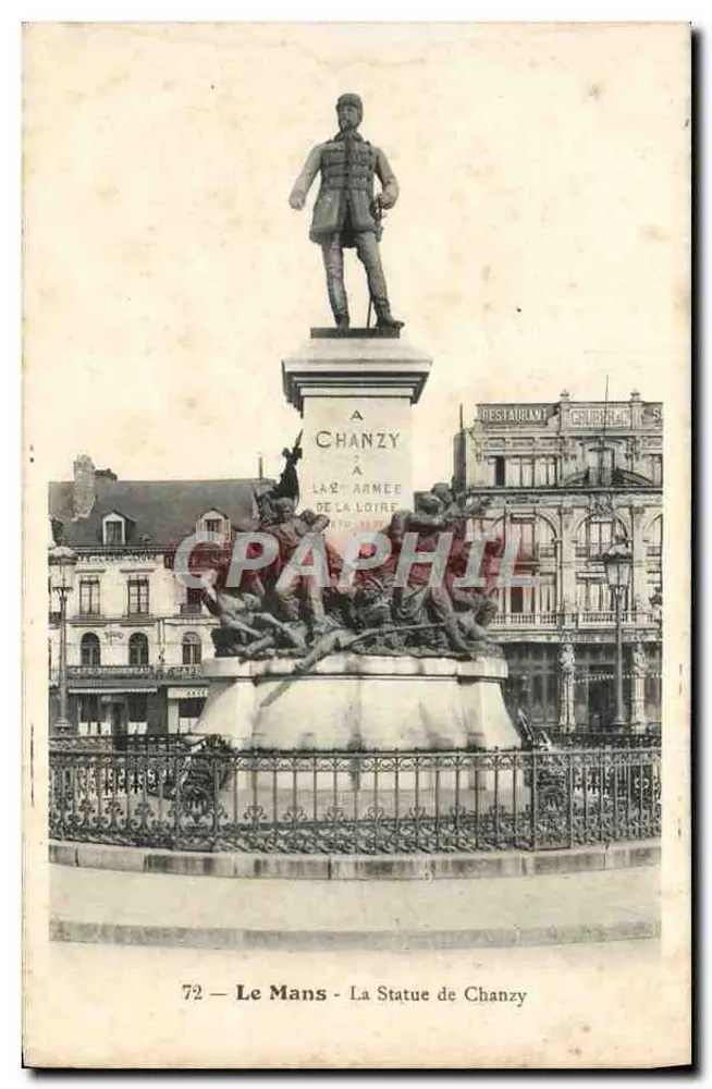 Le Mans - A Estátua de Chanzy — editor anônimo, n°72 - Frente