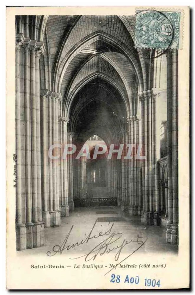 Saint-Denis — A Basílica — Nef lateral (lado norte) — B.F. Paris - Frente