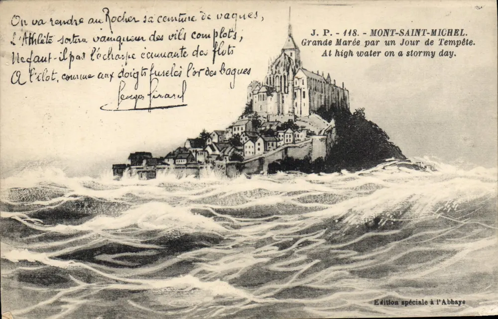 Mont-Saint-Michel — Hochwasser an einem Sturmtag — J.P. - 448 — Sonderausgabe in der Abtei - Vorderseite