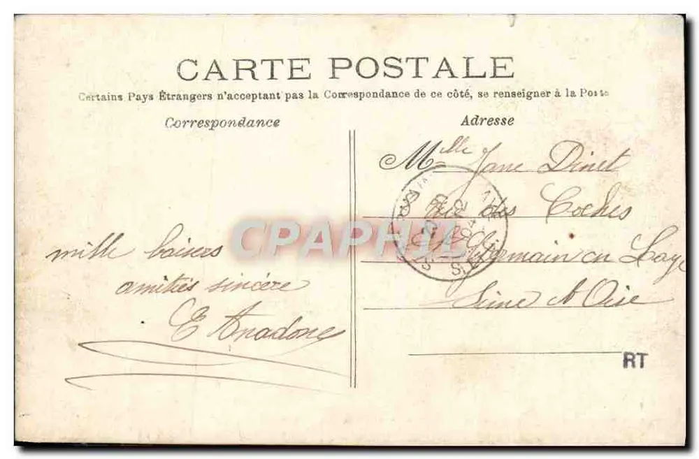 Forêt de St-GERMAIN-en-LAYE, Château du Val — éditeur B. 43. - Verso