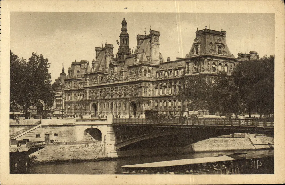 Paris — Das Rathaus und der Pont d'Arcole — E. Papeghin - Vorderseite