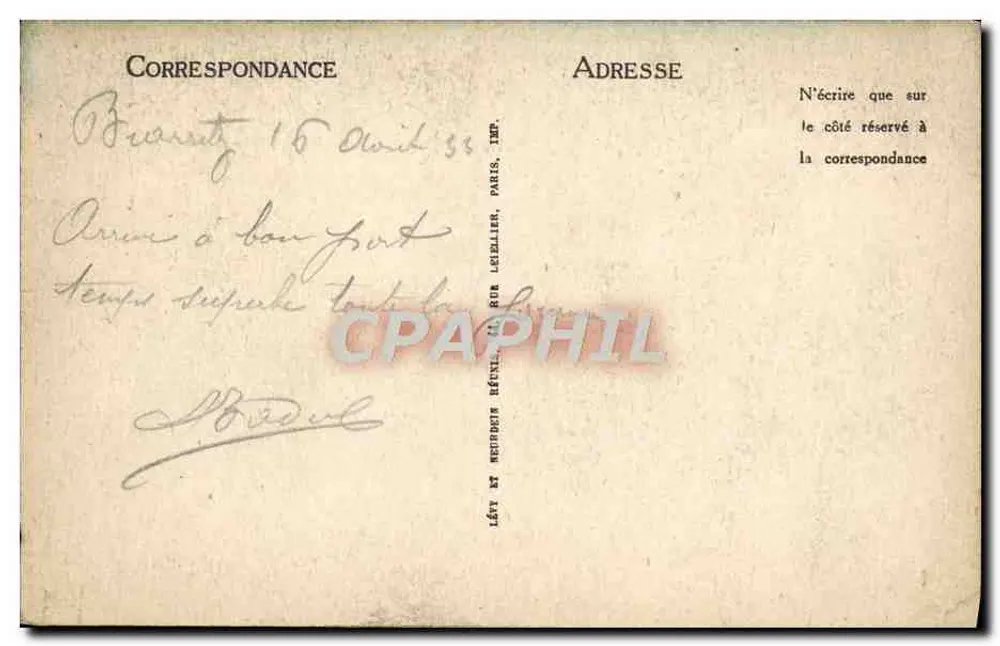 Biarritz — Vista geral da praia — LL, n° 435 - Verso