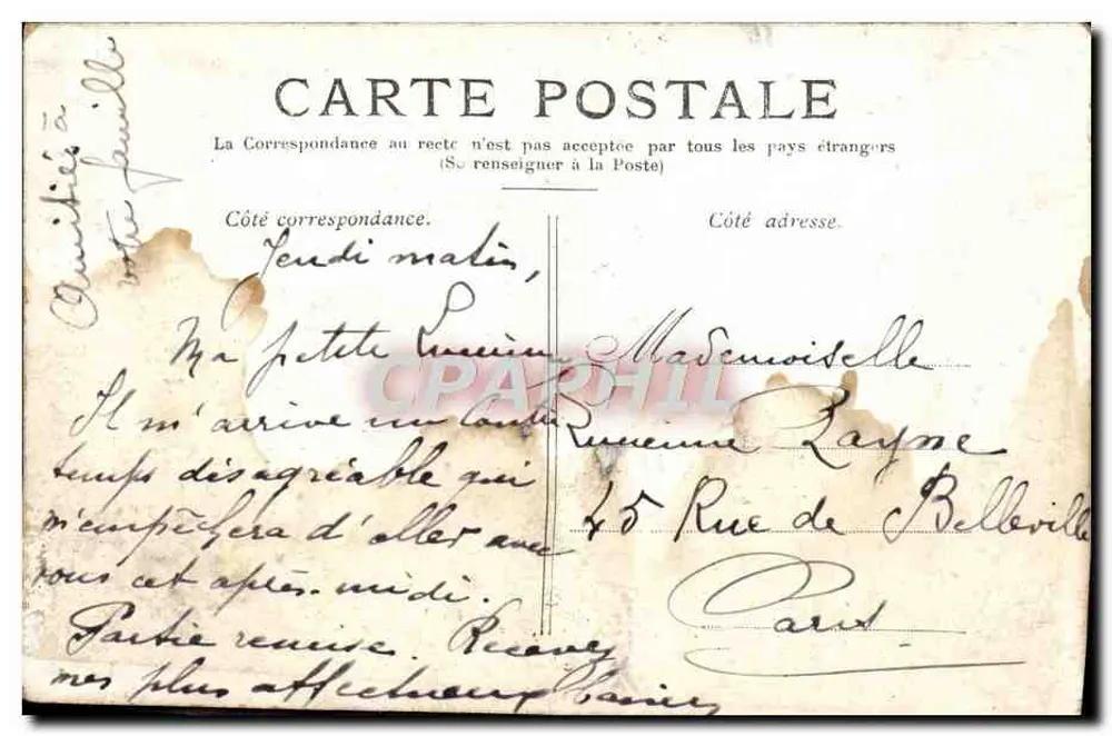 A Marne — De Chennevières a Champigny — Editor não identificado, número de série não visível - Verso