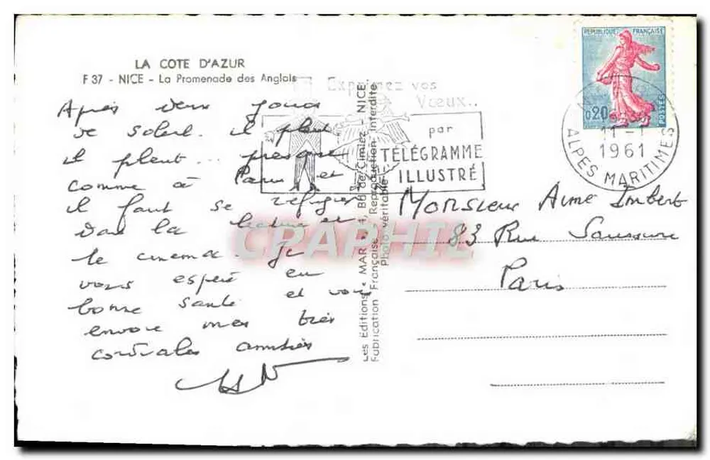 A Promenade des Anglais — Nice — Éditions Françaises - Verso