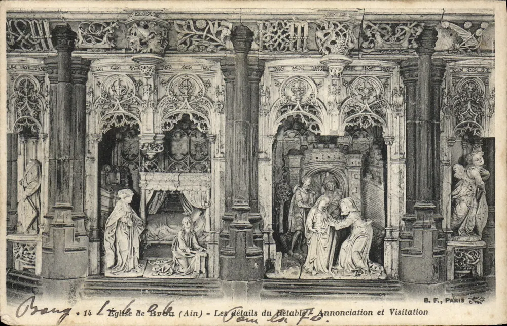Kirche von Bréau (Ain) — Details des Altars: Verkündigung und Besuch — B. F., PARIS - Vorderseite