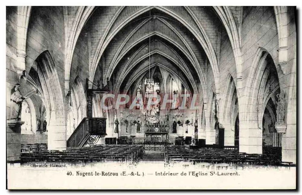 Nogent-le-Rotrou (E.-&-L.) — Innenansicht der Kirche Saint-Laurent — Librairie Hamard, n°40 - Vorderseite